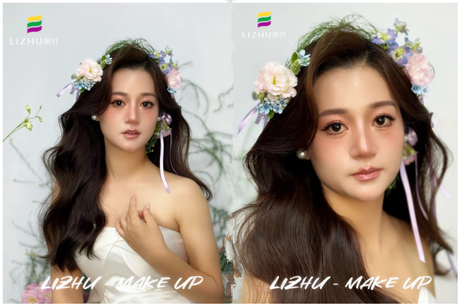 韓系鮮花新娘，廣西新娘化妝學(xué)校課堂作品