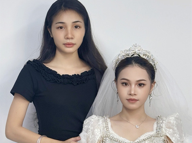 婚禮新娘造型，南寧化妝高彩班學(xué)員作品