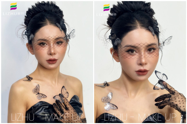 黑色蝴蝶面紗造型，廣西化妝專(zhuān)業(yè)課堂作品