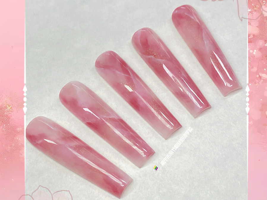 大理石暈染美甲，南寧教美甲